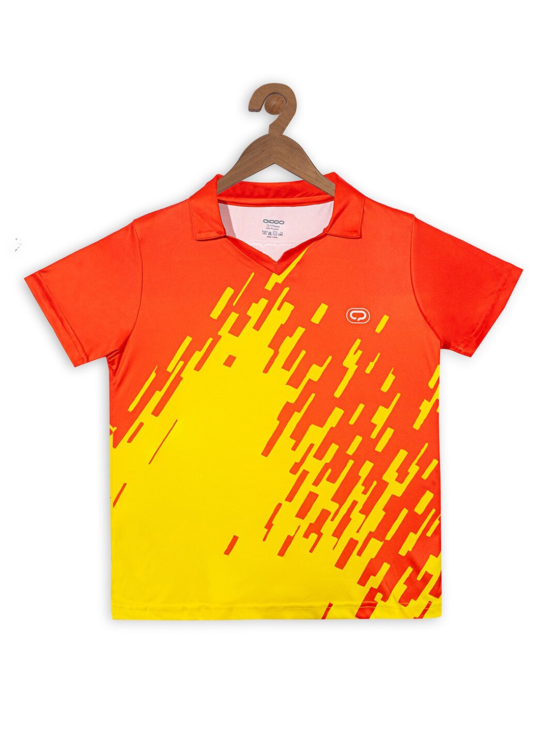 

QIDDO Girls Abstract Printed Polo Collar T-Shirt, Orange