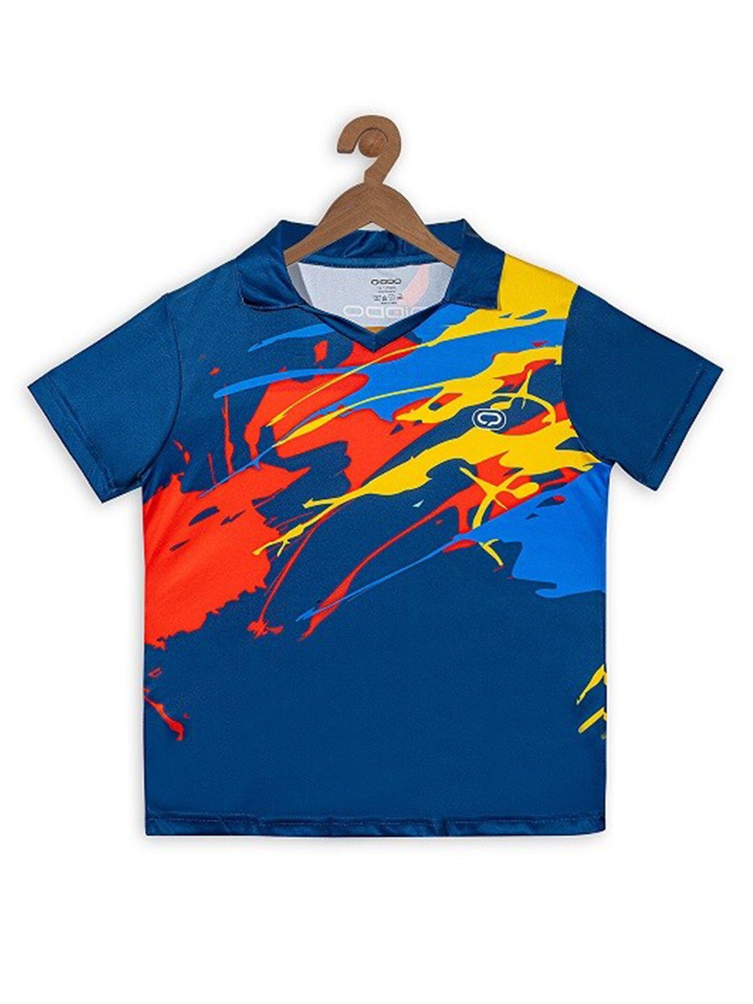 

QIDDO Girls Abstract Printed Polo Collar T-Shirt, Navy blue