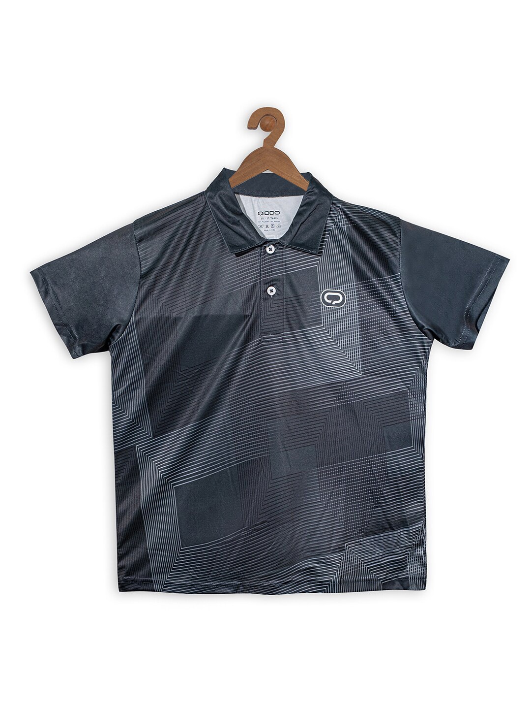 

QIDDO Boys Abstract Printed Polo Collar T-Shirt, Black