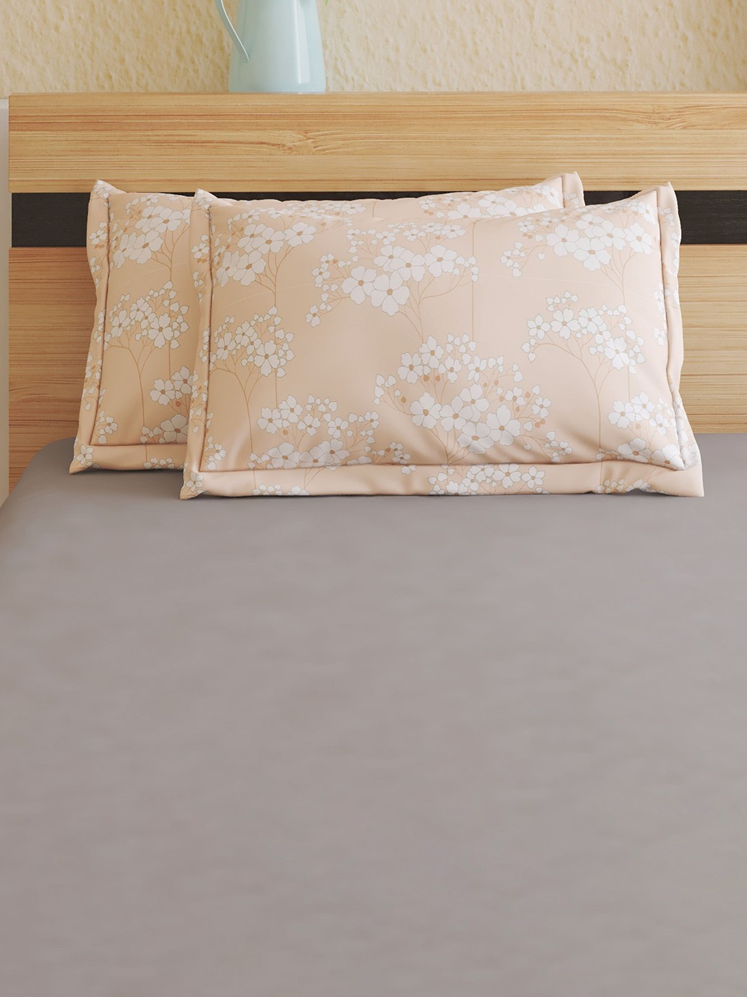 

Home Centre Pacific Juniper Peach-Coloured & White 2 Pieces Printed Pillow Covers