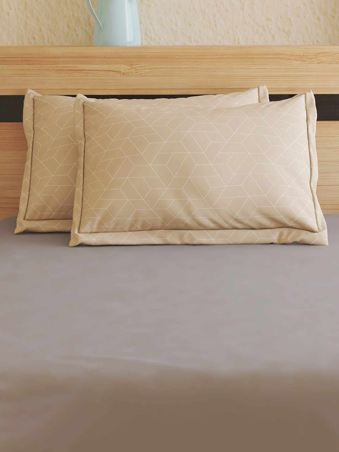 

Home Centre Beige 2 Pieces Printed Cotton Pillow Covers