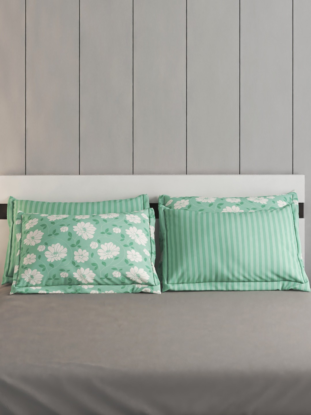 

Home Centre Pacific Juniper Green & White 4 Pieces Printed Rectangle Pillow Covers