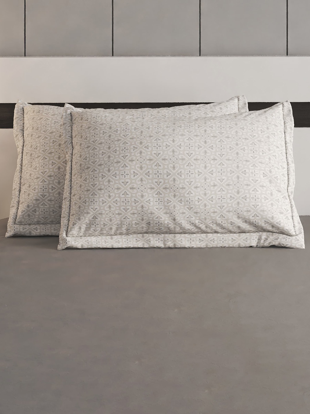 

Home Centre White & Grey 2-Pieces Printed Cotton Pillow Covers