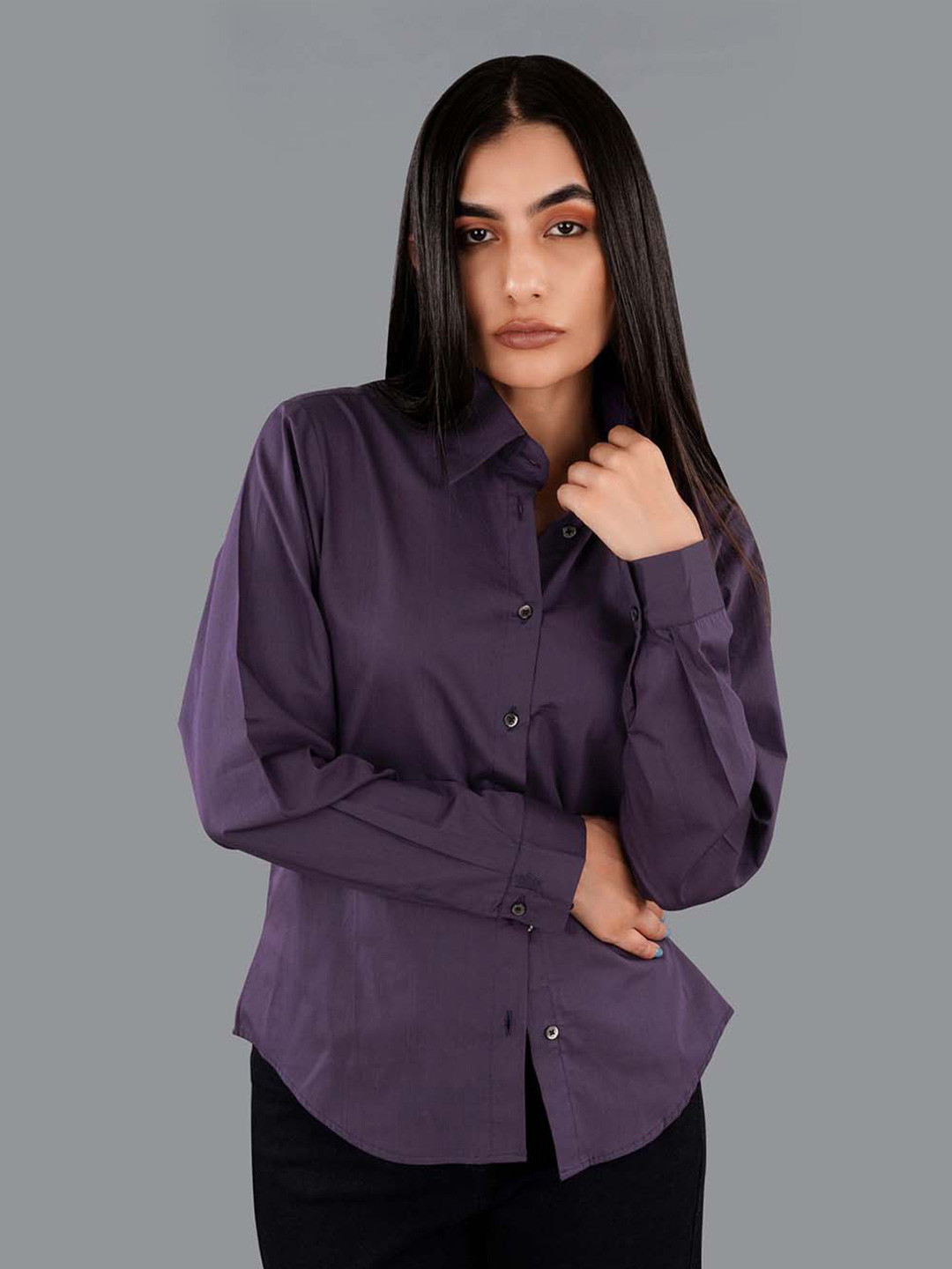 

FRENCH CROWN Cotton Premium Opaque Casual Shirt, Purple