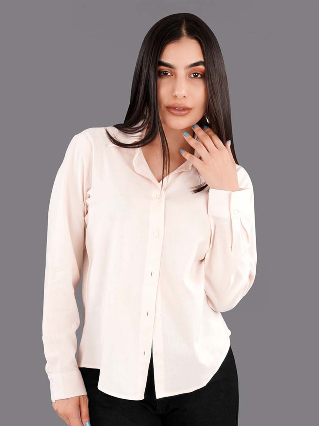 

FRENCH CROWN Cotton Premium Opaque Casual Shirt, Cream