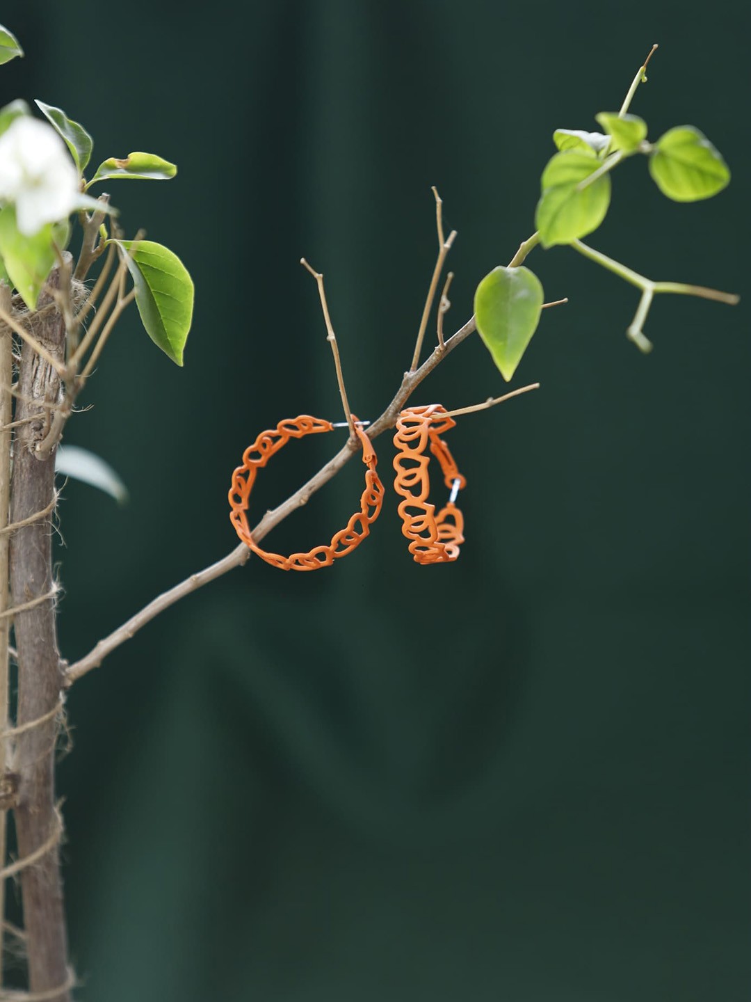 

Maansh Contemporary Heart Shaped Hoop Earrings, Orange