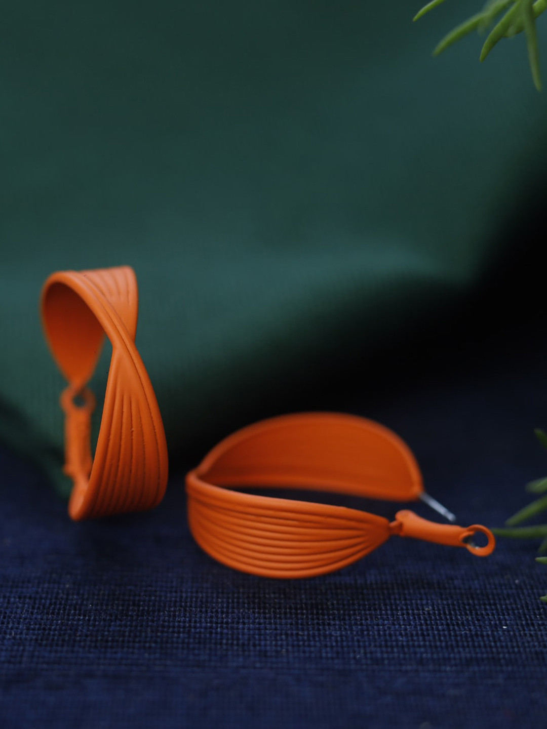 

Maansh Contemporary Cross Tie Hoop Earrings, Orange