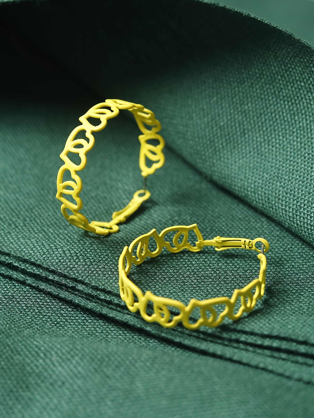 

Maansh Heart Shaped Hoop Earrings, Yellow