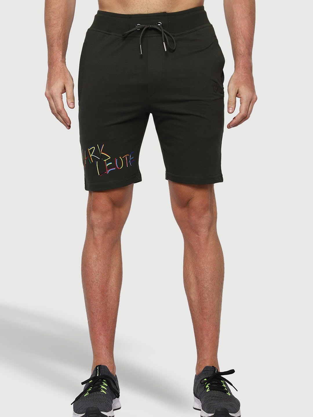 

Mark Leute Men Cotton Mid-Rise Sports Shorts, Green