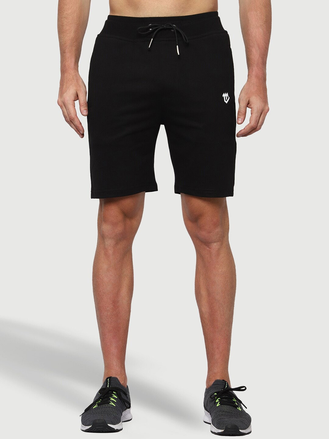 

Mark Leute Men Cotton Mid-Rise Sports Shorts, Black