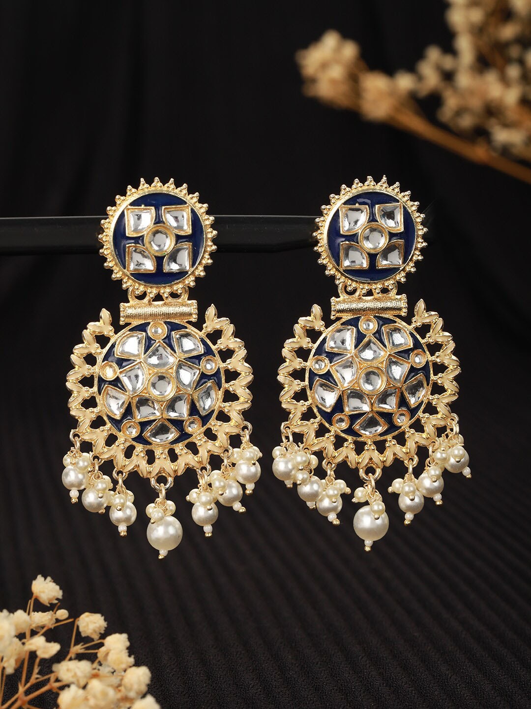 

Jazz and Sizzle Gold-Plated Kundan Studded Circular Chandbalis Earrings