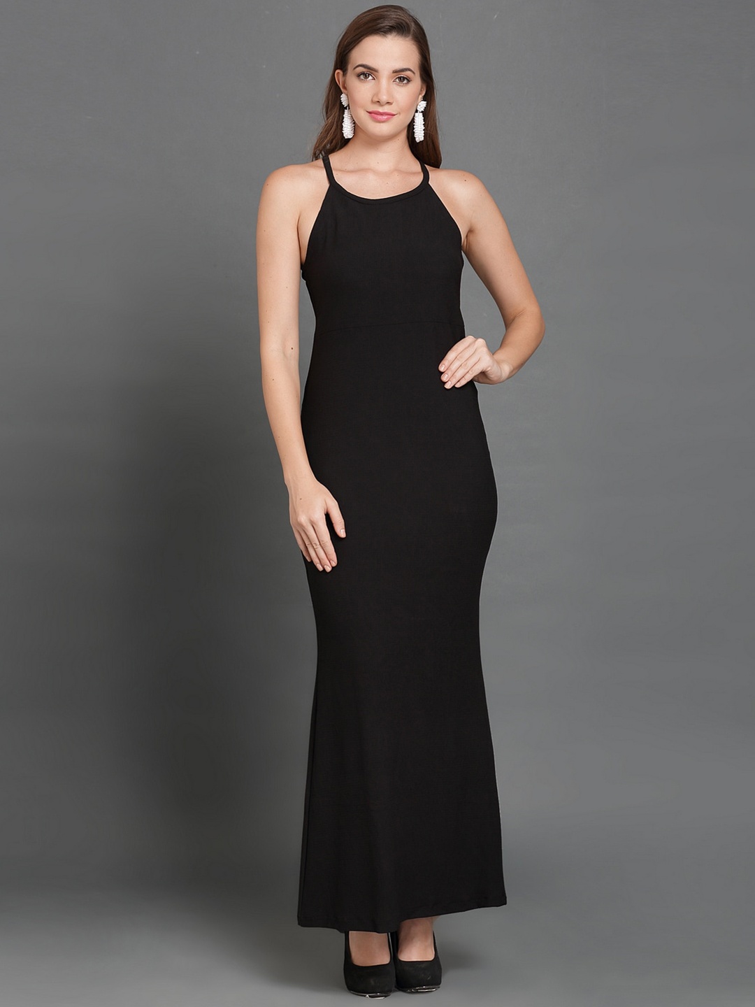 

BAESD Shoulder Straps Cotton Maxi Dress, Black