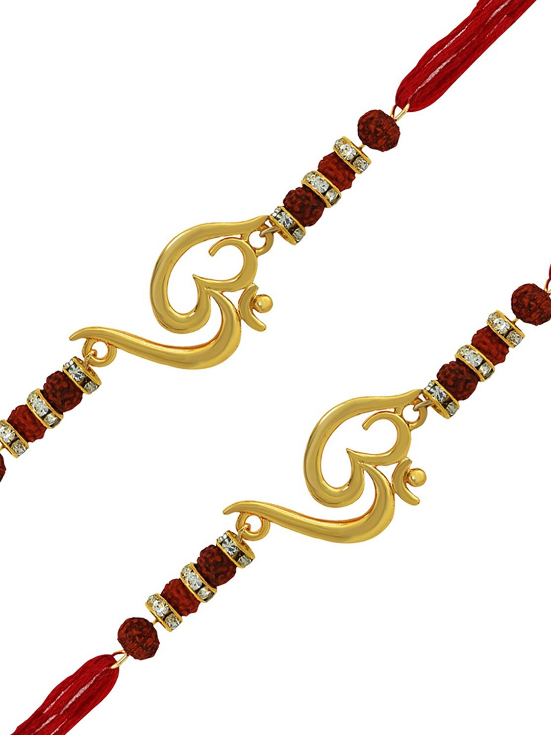 

Mahi Set of 2 Om Charm Crystal Studded Rakhi, Gold