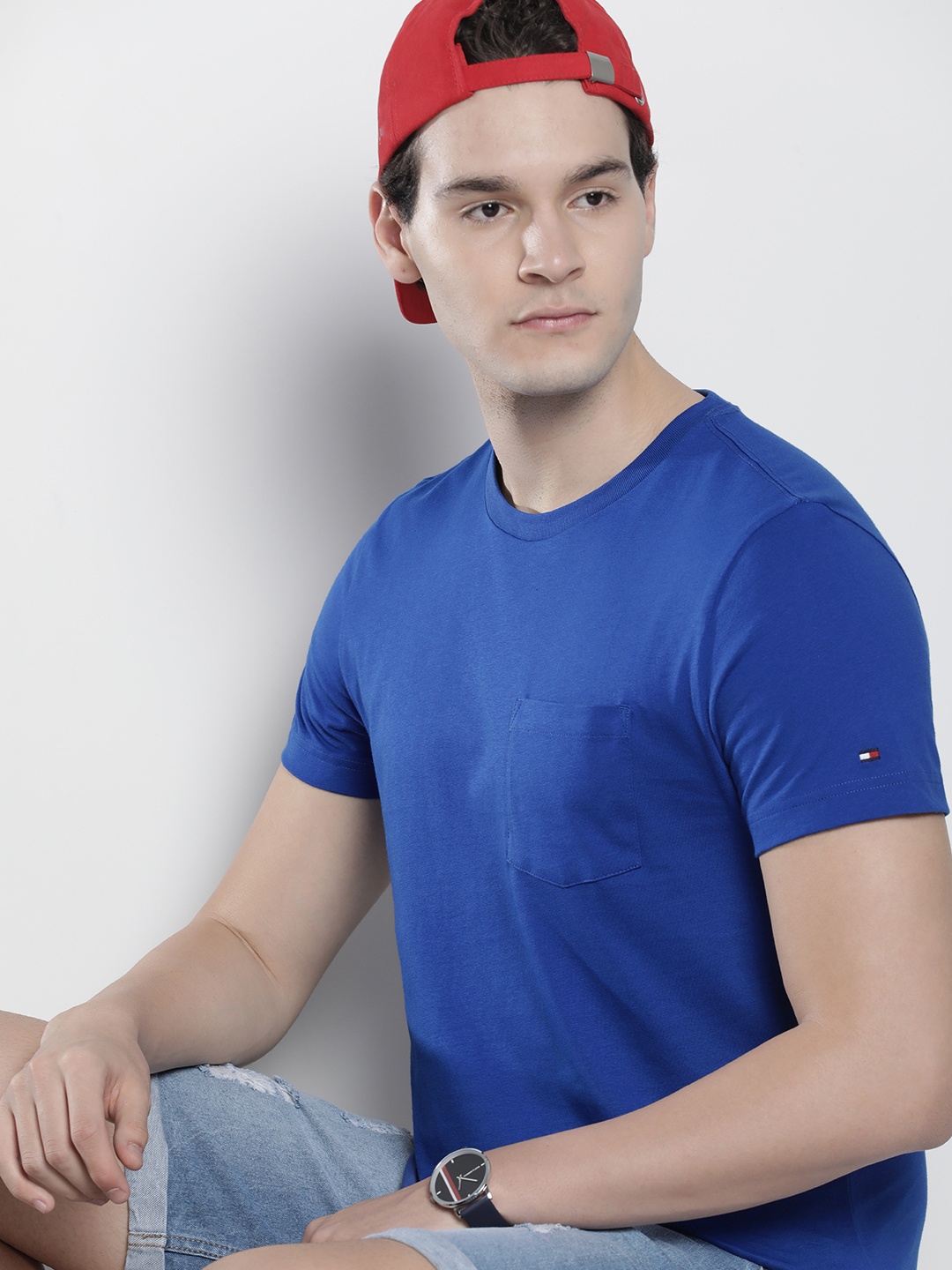 

Tommy Hilfiger Pure Cotton With Chest Pocket Slim Fit T-shirt, Blue