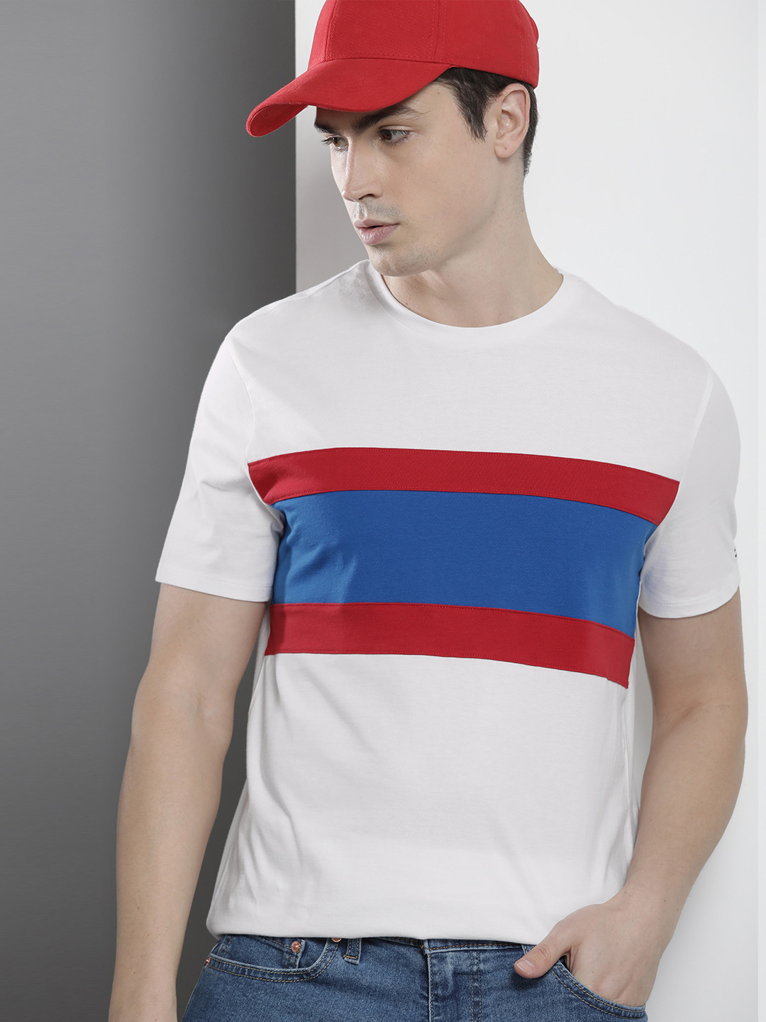 

Tommy Hilfiger Colourblocked Pure Cotton Slim Fit T-shirt, White