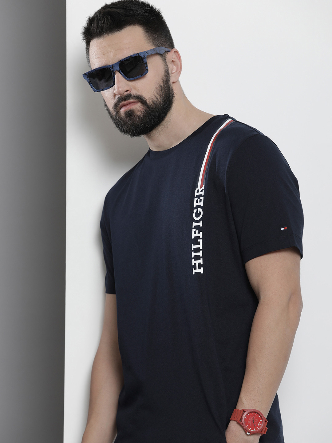 

Tommy Hilfiger Brand Logo Printed Pure Cotton T-shirt, Navy blue