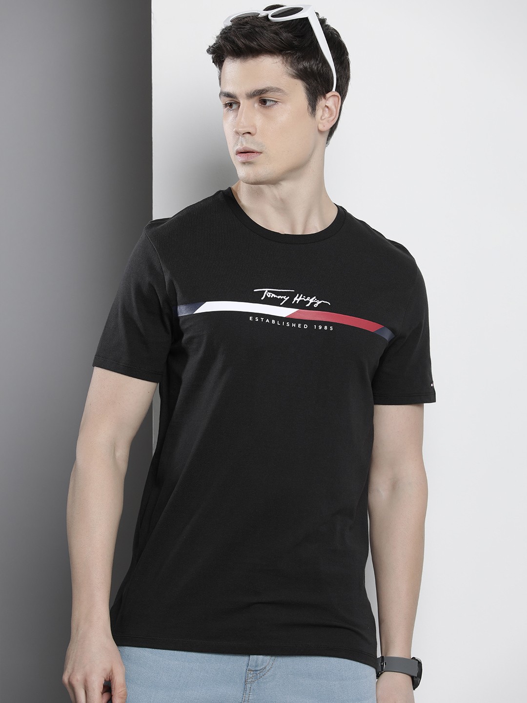 

Tommy Hilfiger Printed Pure Cotton Slim Fit T-shirt, Black