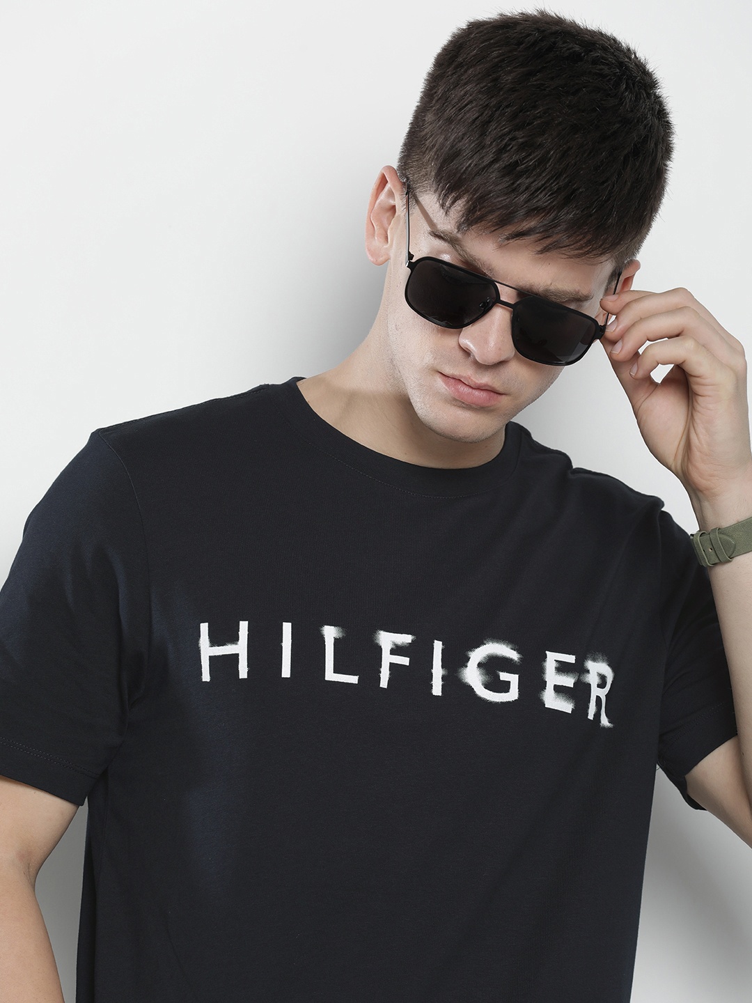 

Tommy Hilfiger Brand Logo Printed Pure Cotton T-shirt, Navy blue