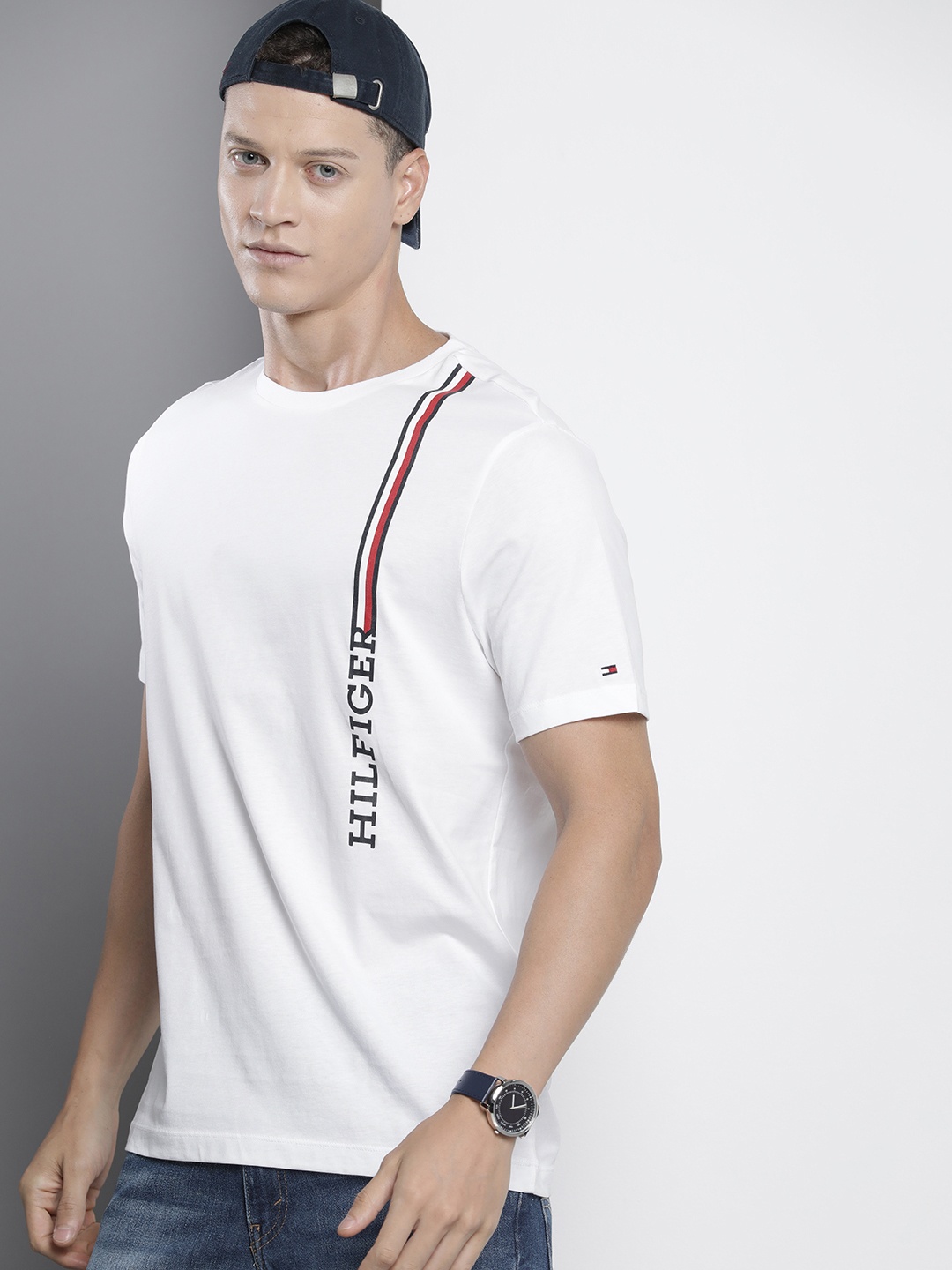 

Tommy Hilfiger Brand Logo Printed Pure Cotton T-shirt, White