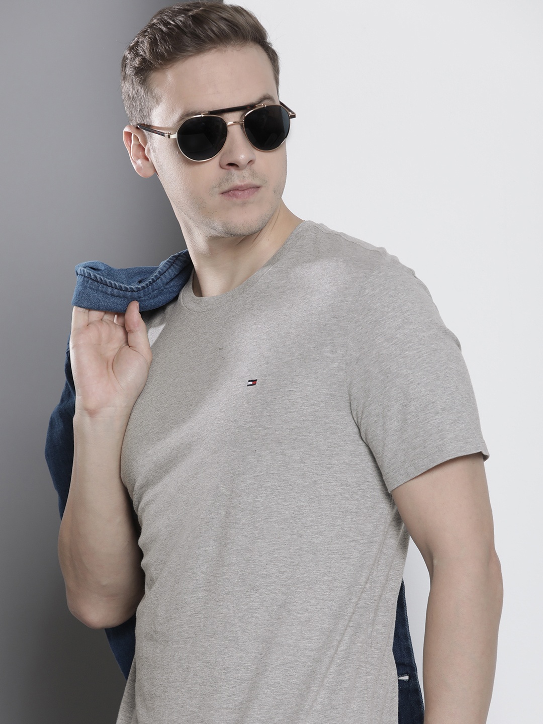

Tommy Hilfiger Pure Cotton Slim Fit T-shirt, Grey melange