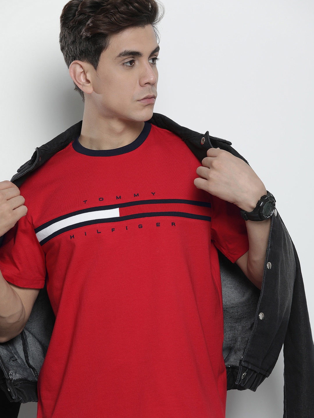 

Tommy Hilfiger Pure Cotton Brand Logo Printed Casual T-shirt, Red