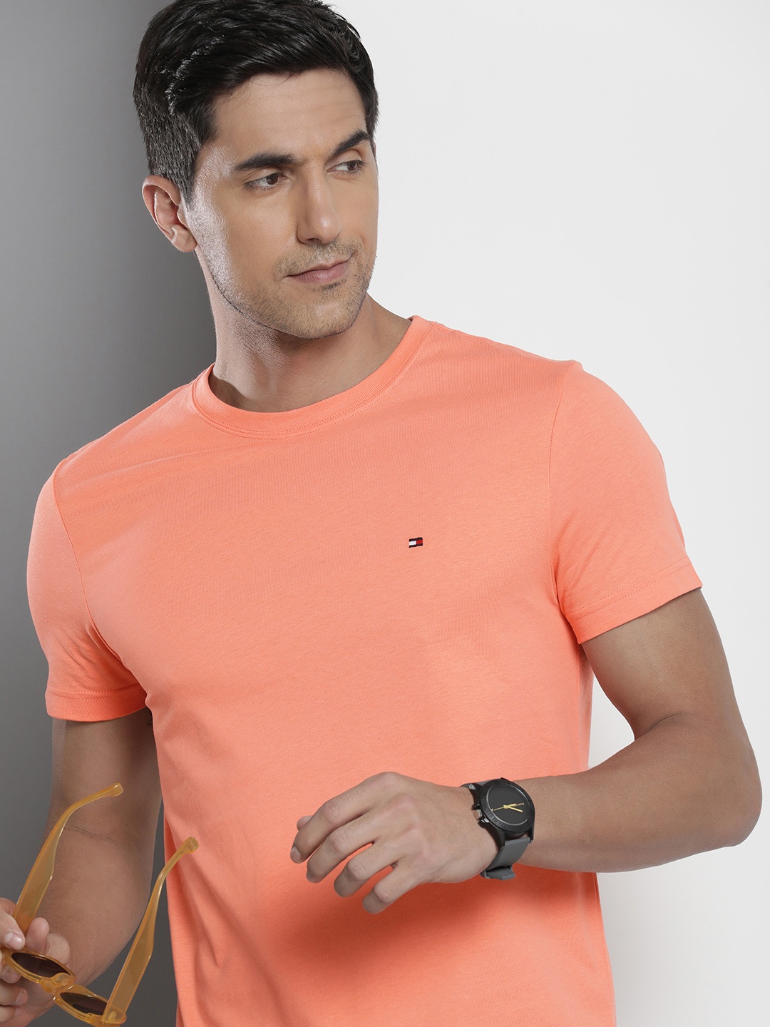 

Tommy Hilfiger Pure Cotton Slim Fit Casual T-shirt, Peach