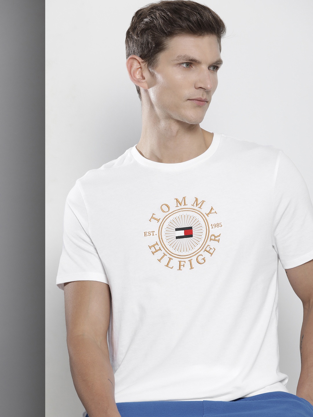 

Tommy Hilfiger Pure Cotton Brand Logo Printed Casual T-shirt, White
