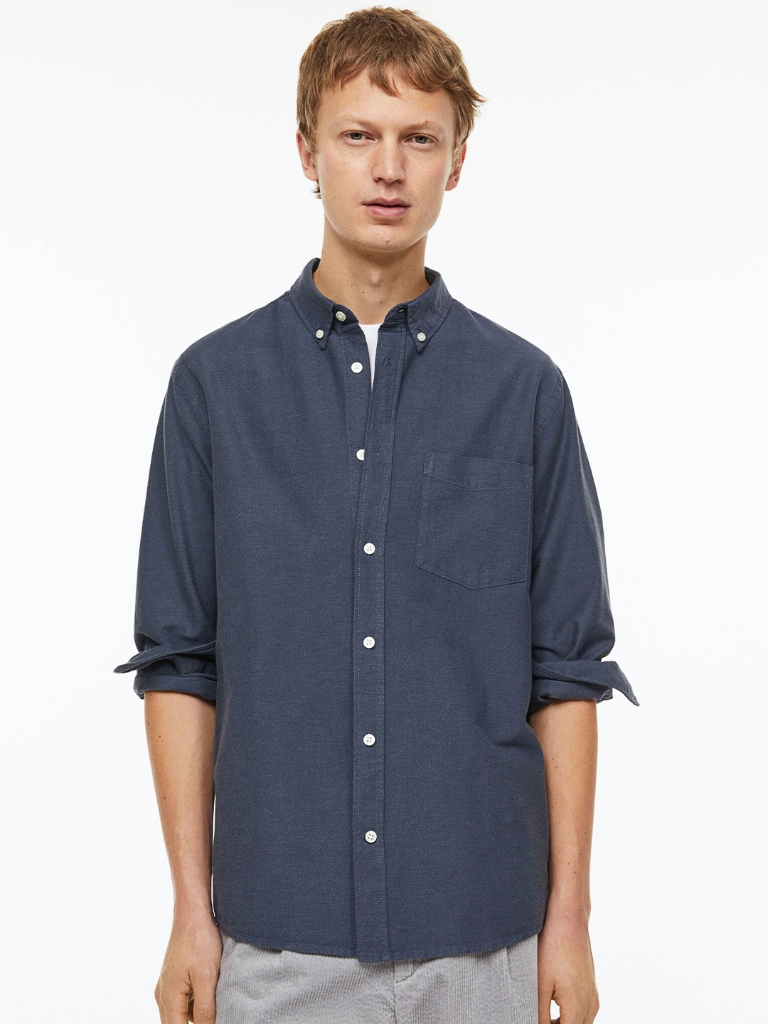 

H&M Regular Fit Oxford Shirt, Blue