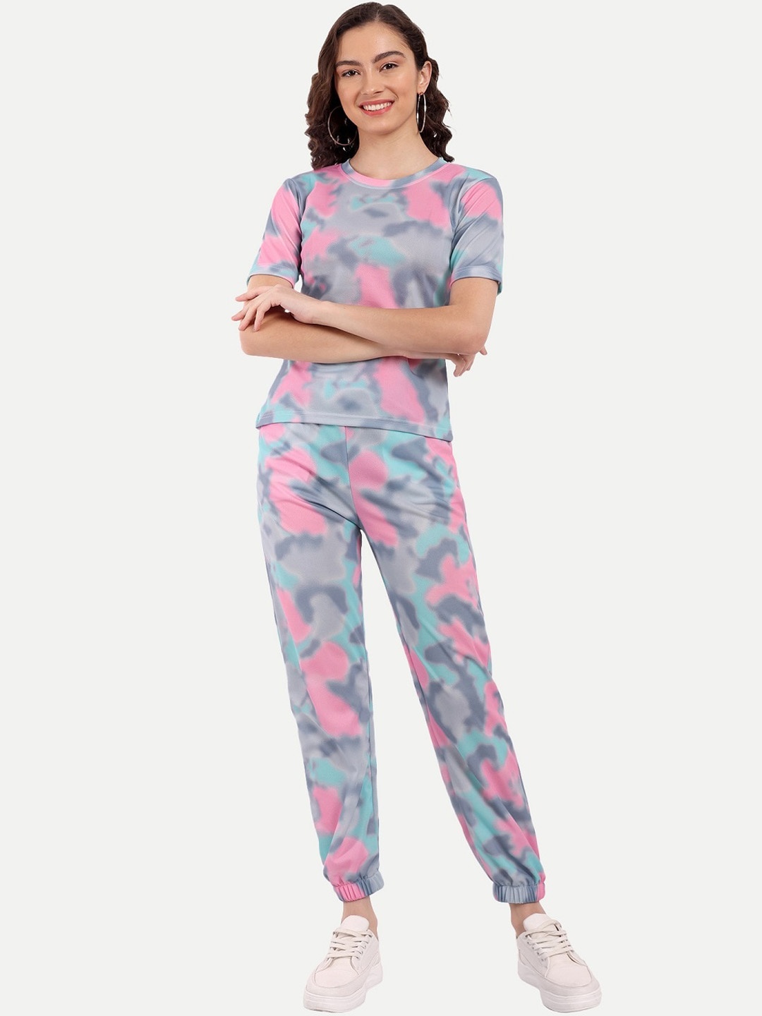 

Morang Round Neck Tie & Dyed T-shirt and Joggers, Grey