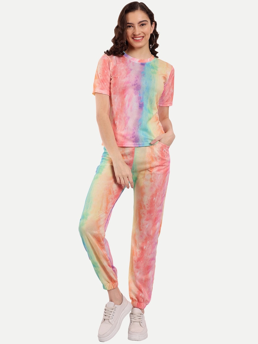 

Morang Round Neck Tie & Dyed T-shirt and Joggers, Peach