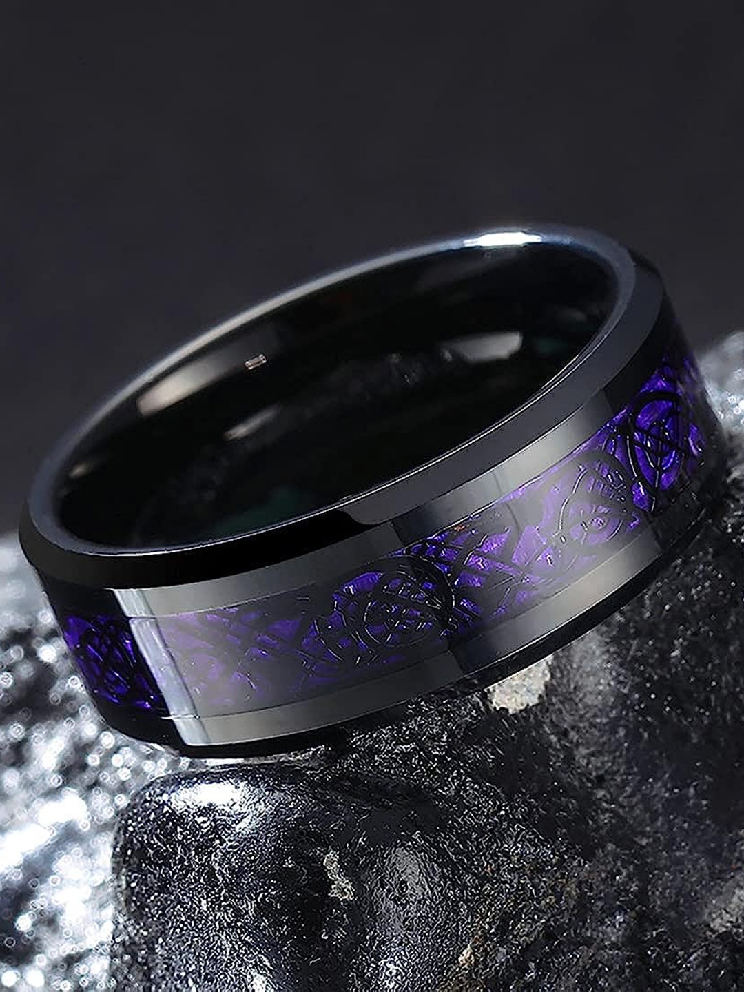 

MEENAZ Men Stainless Steel Thumb Band Finger Ring, Black