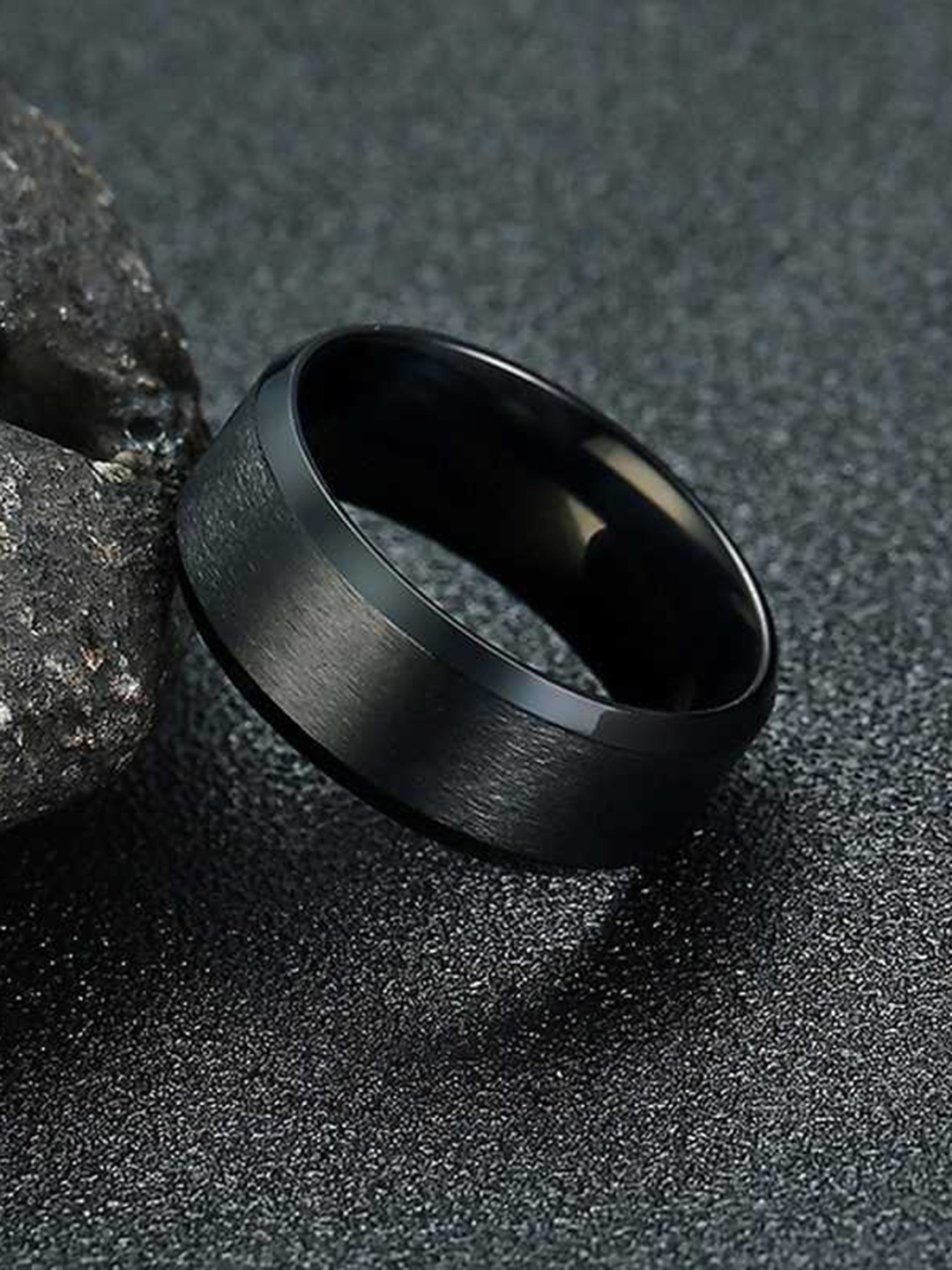 

MEENAZ Men Stainless Steel Finger Ring, Black