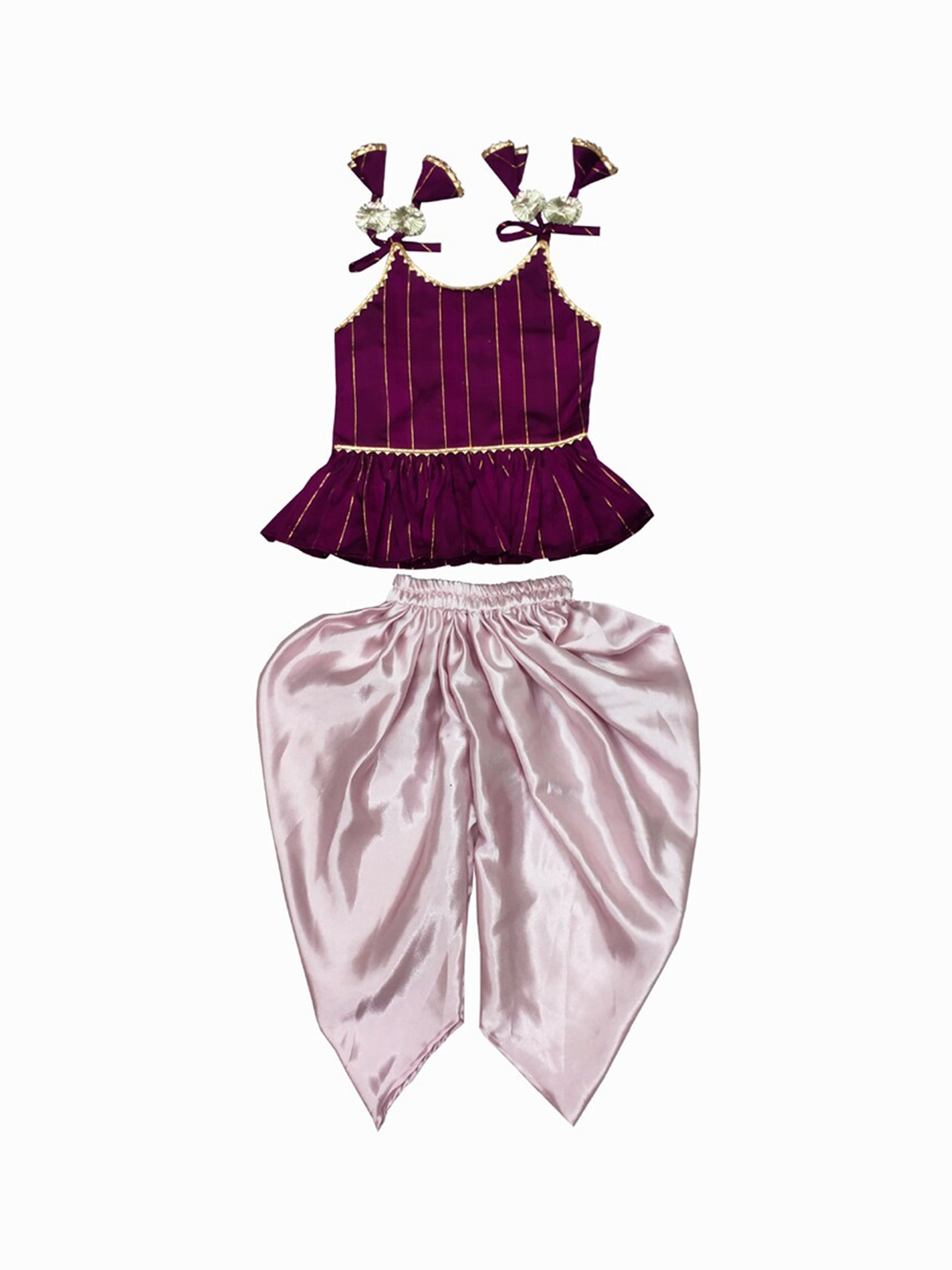 

BAESD Girls Striped Top with Dhoti Pants, Purple