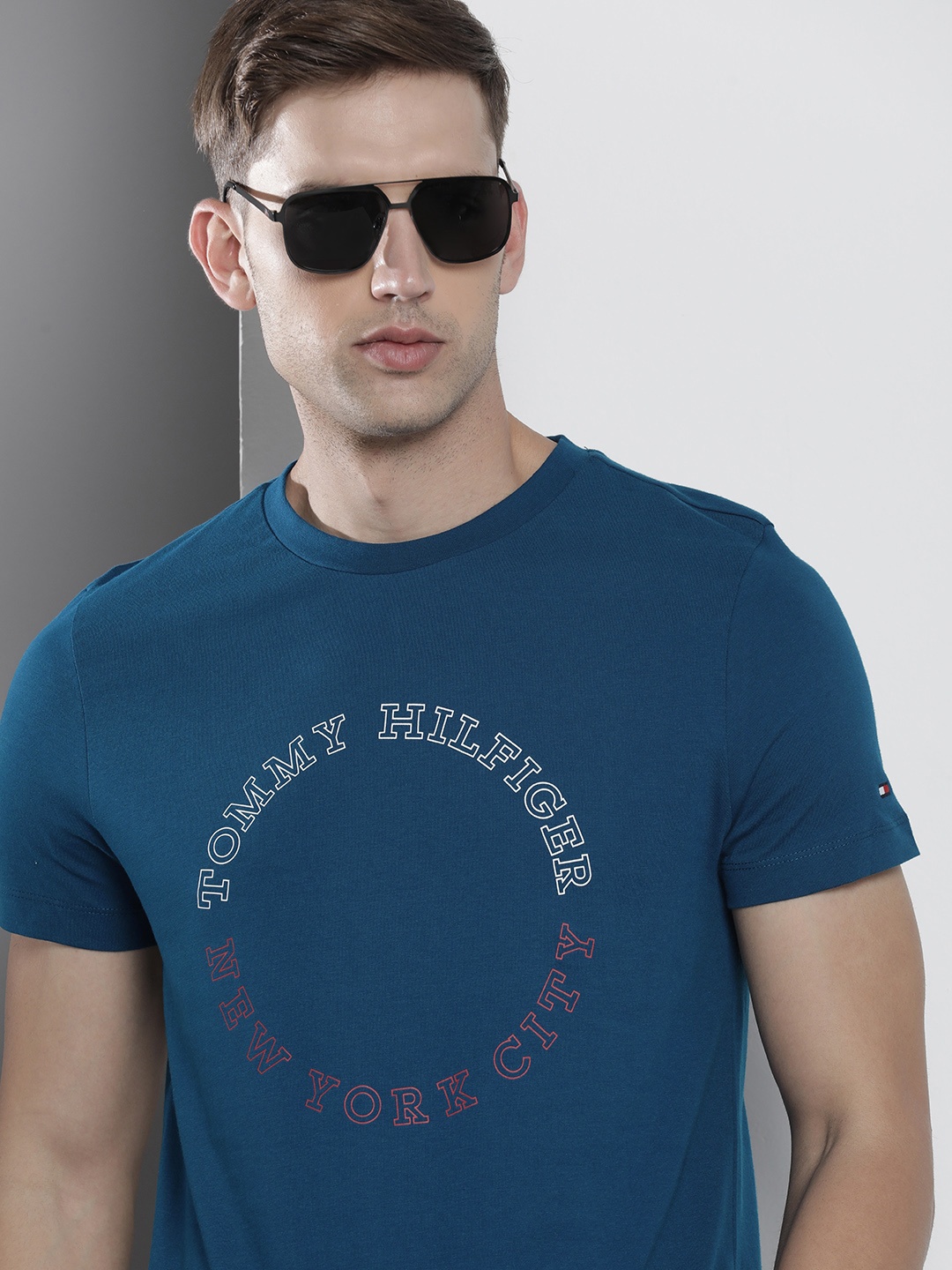 

Tommy Hilfiger Printed Pure Cotton Slim Fit T-shirt, Blue