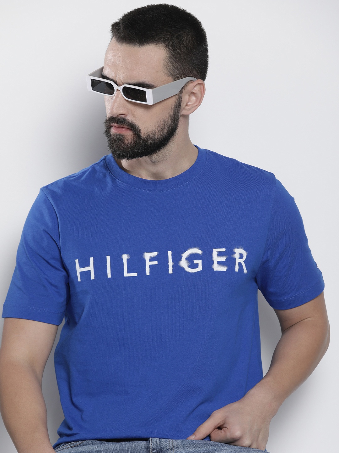 

Tommy Hilfiger Brand Logo Pure Cotton Slim Fit T-shirt, Blue