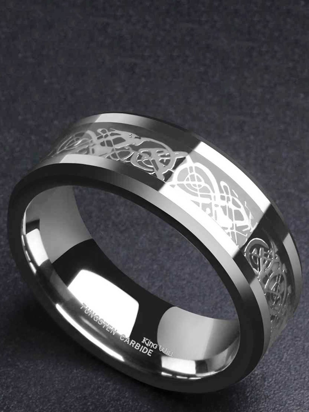 

MEENAZ Men Set Of 2 Silver Plated Stainless Steel Finger Ring