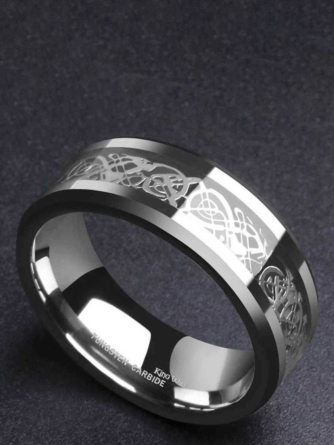 

MEENAZ Men Set Of 2 Stainless-Steel Rings, Black