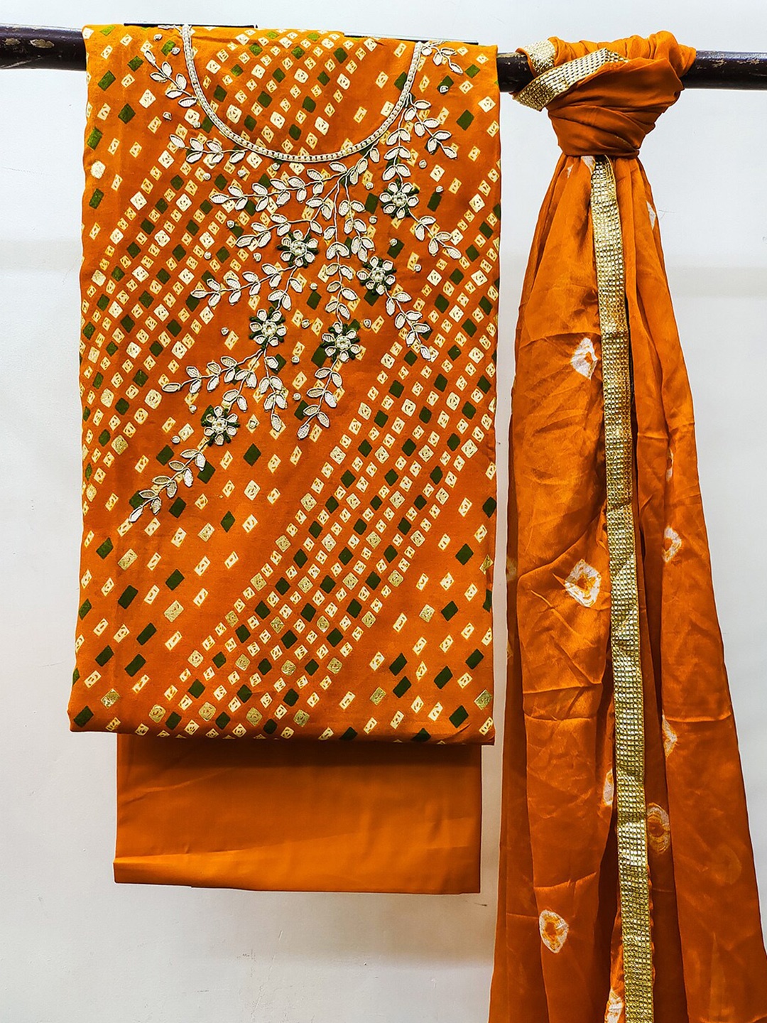 

KALINI Printed Unstitched Dress Material, Orange