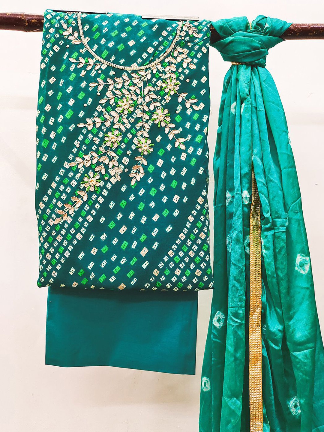 

KALINI Printed Unstitched Dress Material, Green