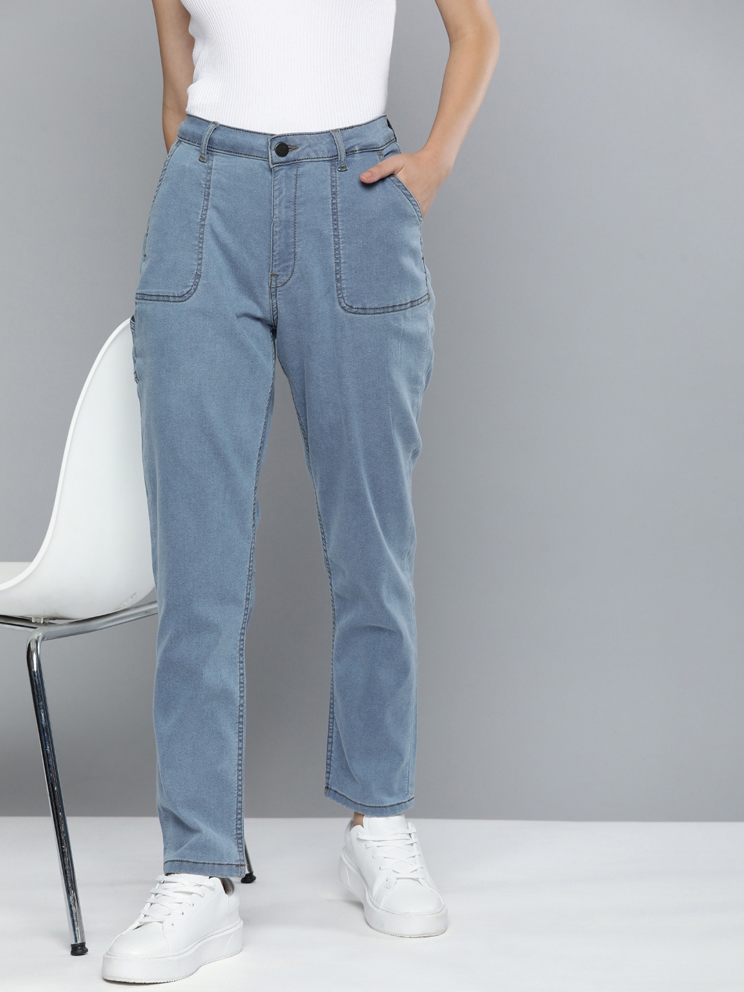 

Mast & Harbour Women Mid-Rise Boyfriend Fit Jeans, Blue