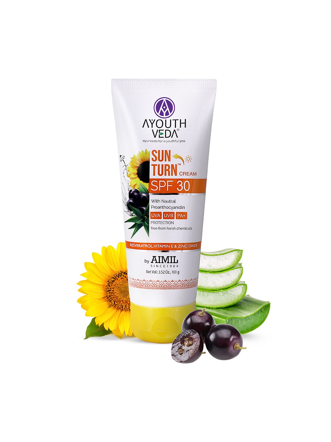 

AYOUTHVEDA Sun Turn UVAUVB & PA++ Sun Protection SPF 30 Cream - 100 g, White