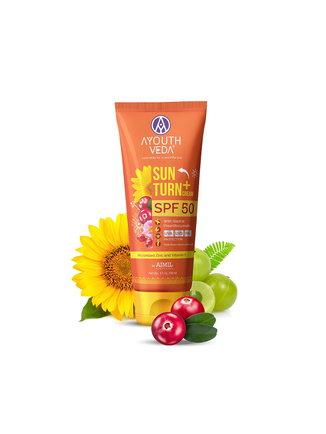 

AYOUTHVEDA Sun Turn SPF 50+ Face Cream with Vitamin E - 100 g, Orange