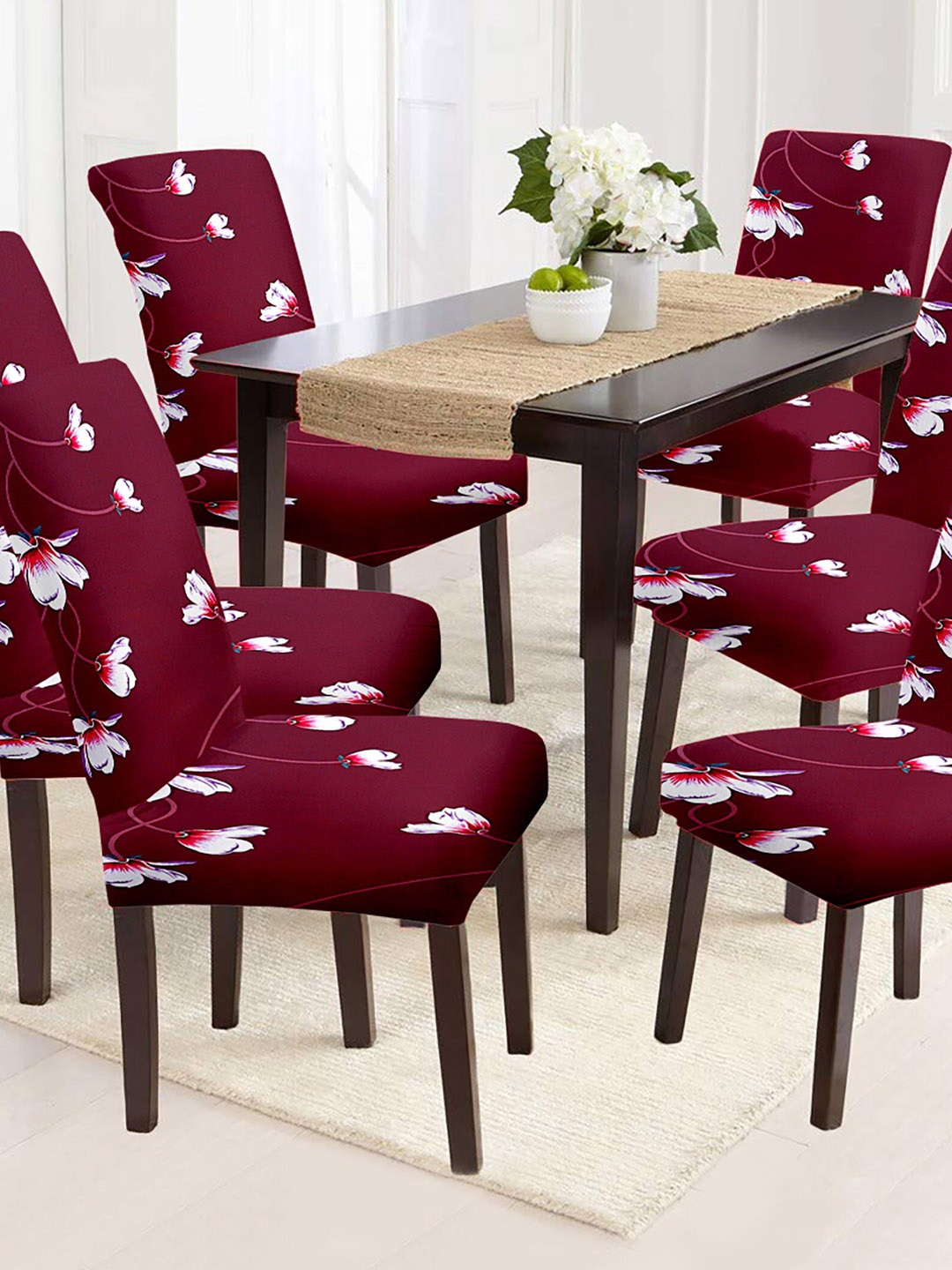 

Home Centre Morgan Maroon Digital Printed Dining Chair Cover