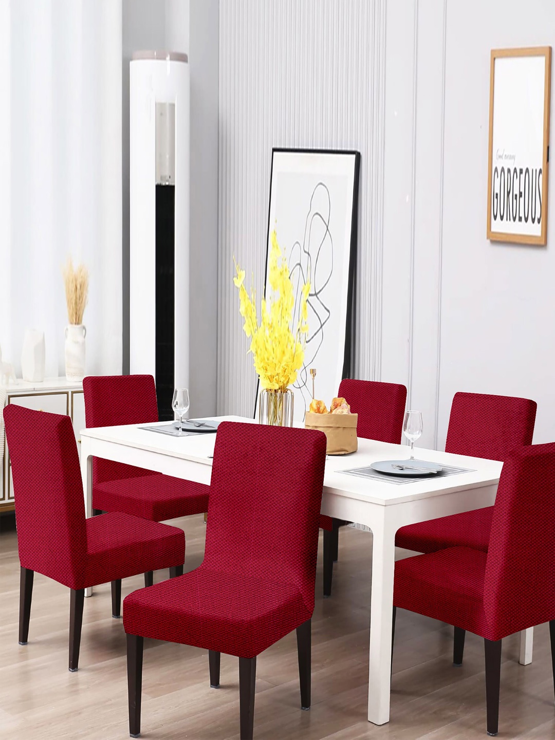 

Home Centre Maroon Morgan Jacquard Dining Chair Cover