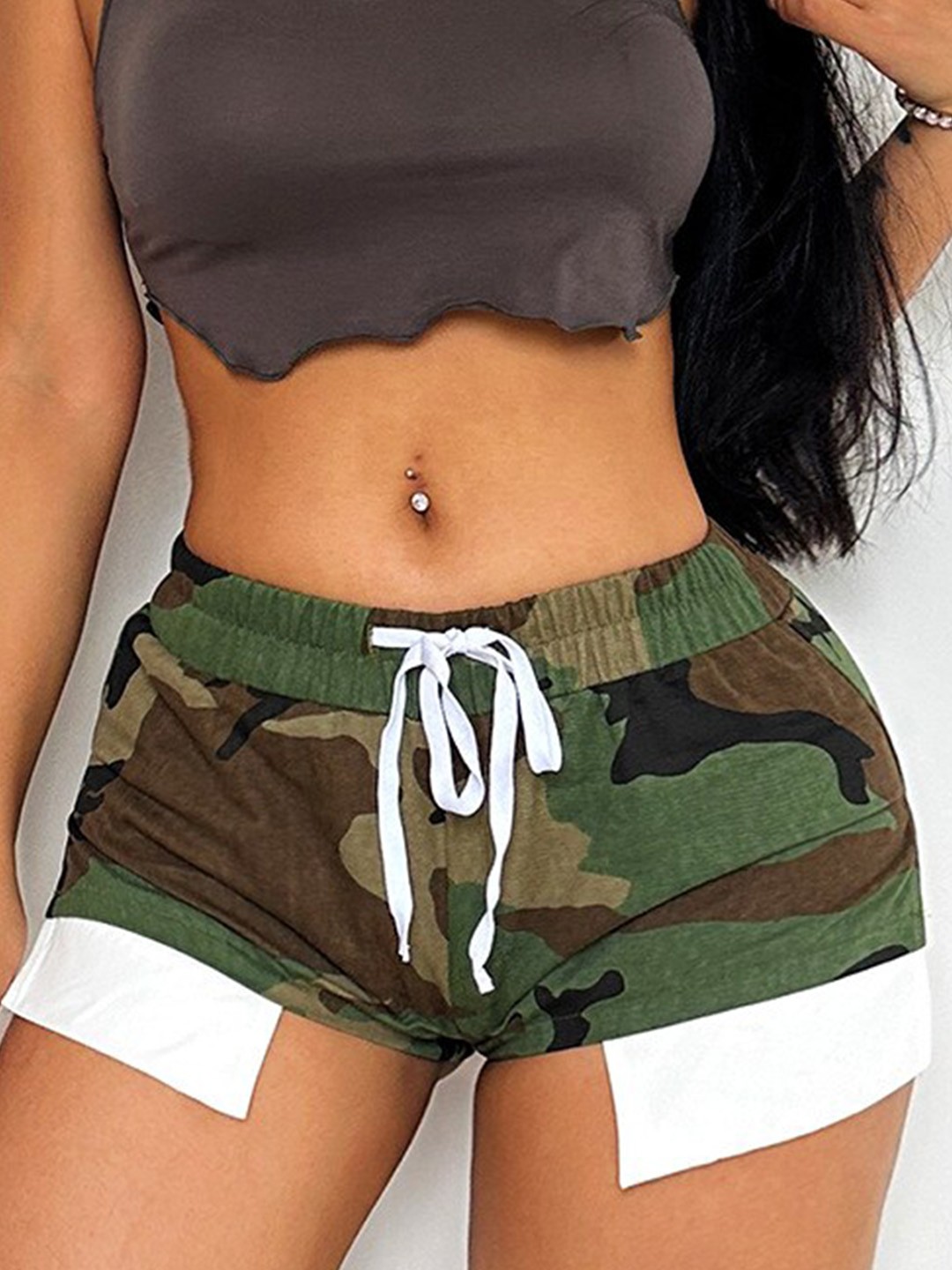 

StyleCast Women Olive Green Camouflage Printed Mid-Rise Cotton Shorts