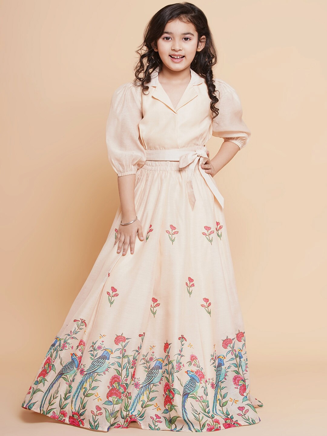 

Bitiya by Bhama Girls Ready to Wear Lehenga & Choli, Beige