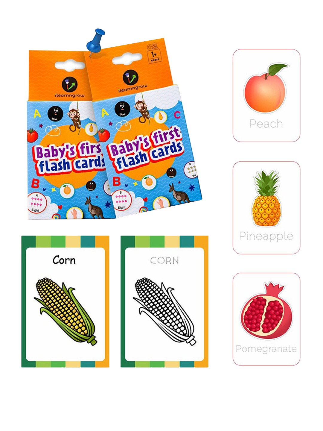

ilearnngrow Fruits & Vegetable Flash Cards, Orange