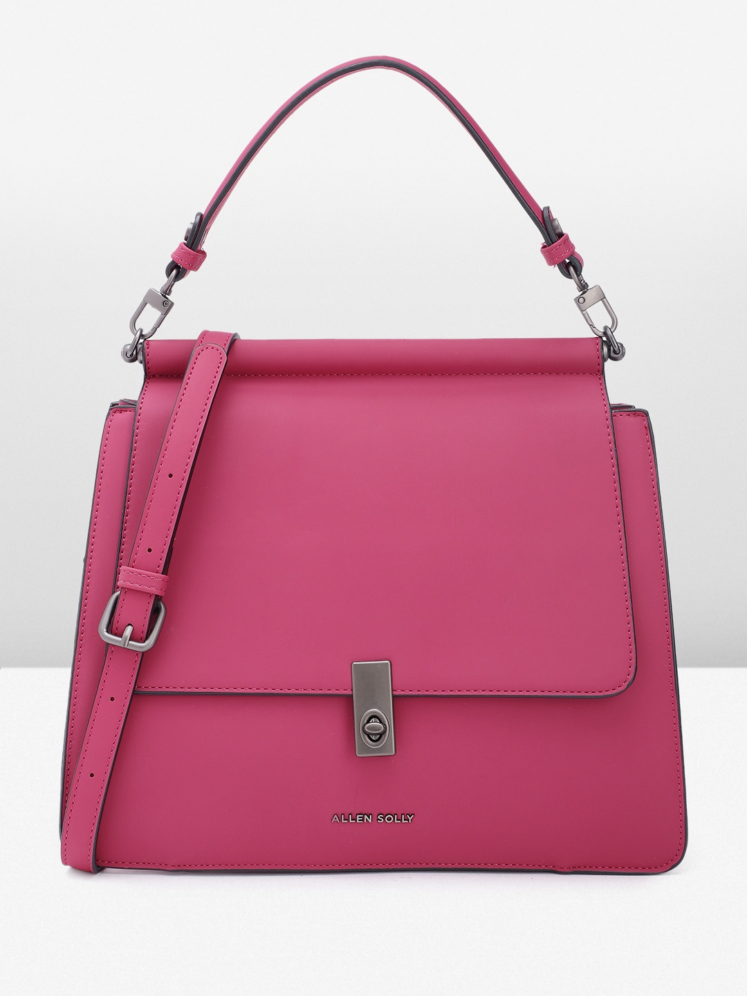 

Allen Solly Solid Structured Satchel, Fuchsia
