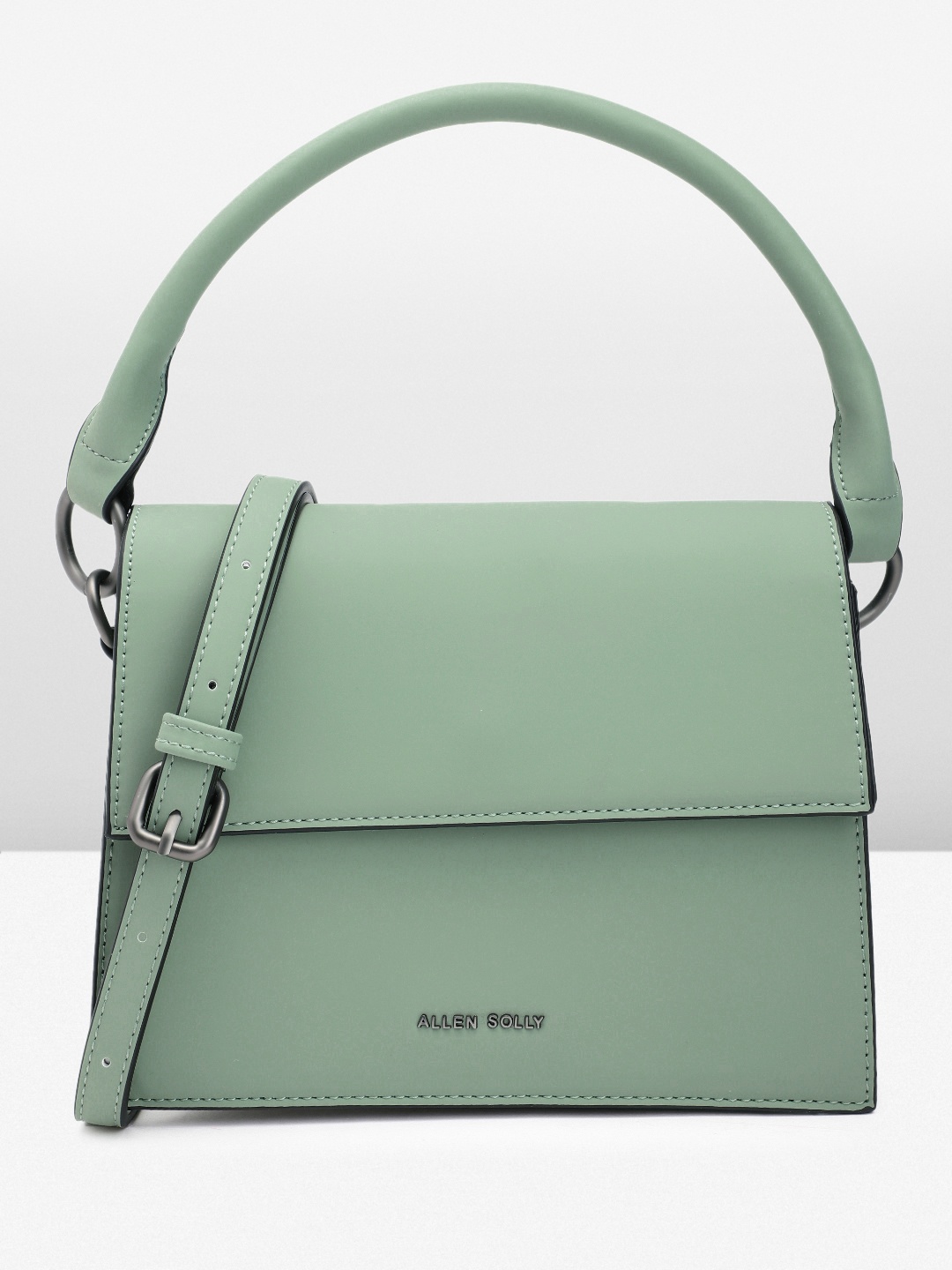 

Allen Solly Solid PU Structured Handheld Bag, Green