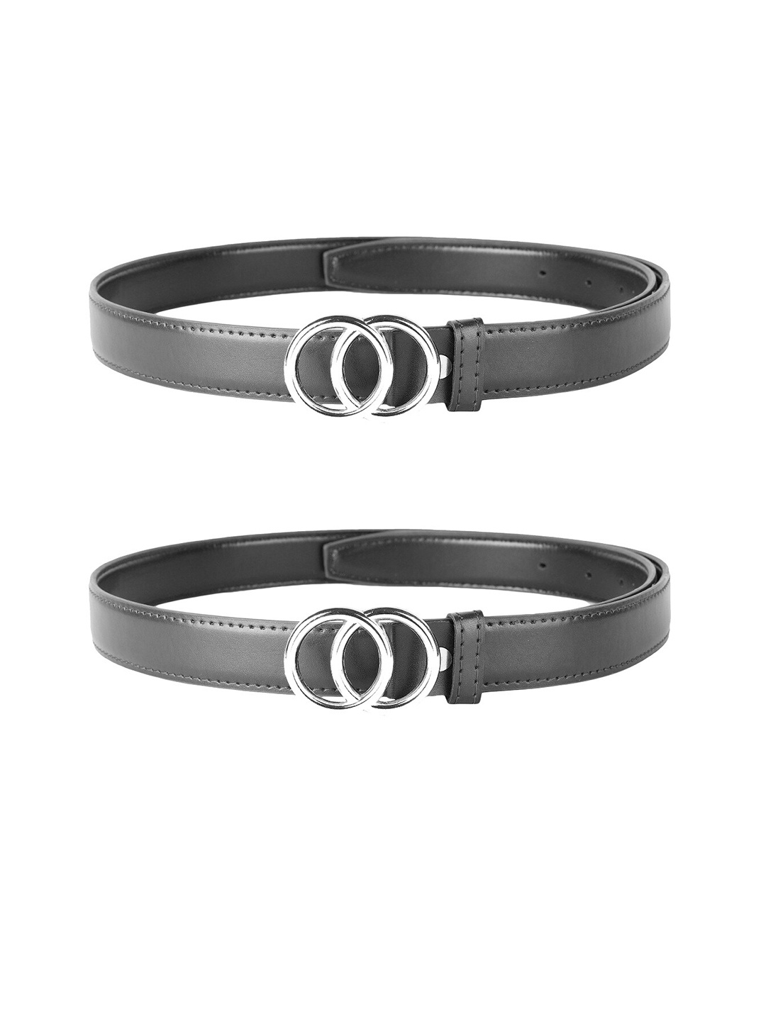 

ZEVORA Women Set Of 2 Leather Formal Belt, Black